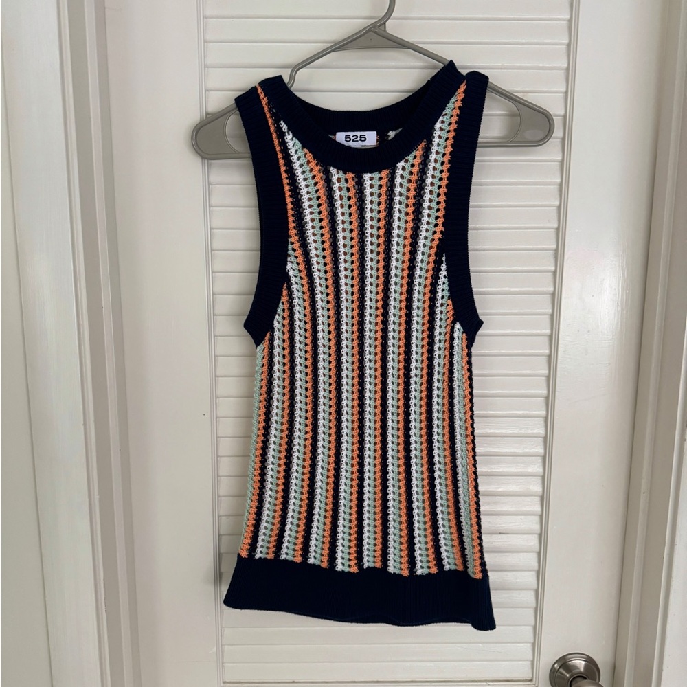 525 America - Striped Tank Crochet Sweater - Size Small